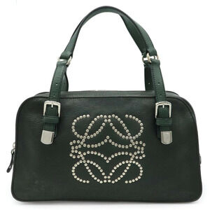 Loewe Anagram Handbag Boston Stud Leather Moss Green